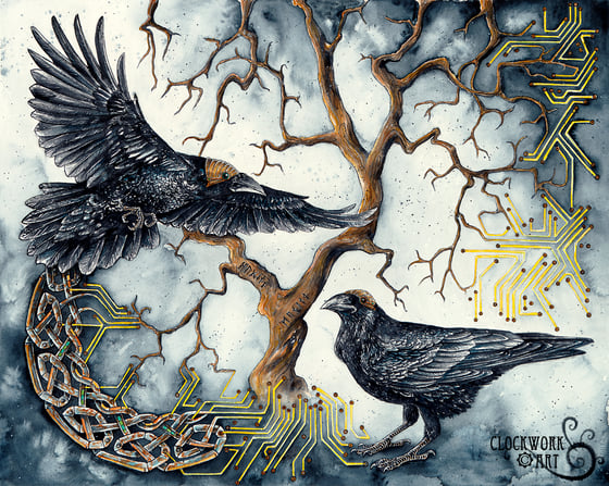 Image of Thought Memory Machine - Giclee Fine Art Print, Ravens