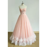 Image 1 of Beautiful Light Pink Long Tulle Prom Gown , Party Dresses, Pink Gowns