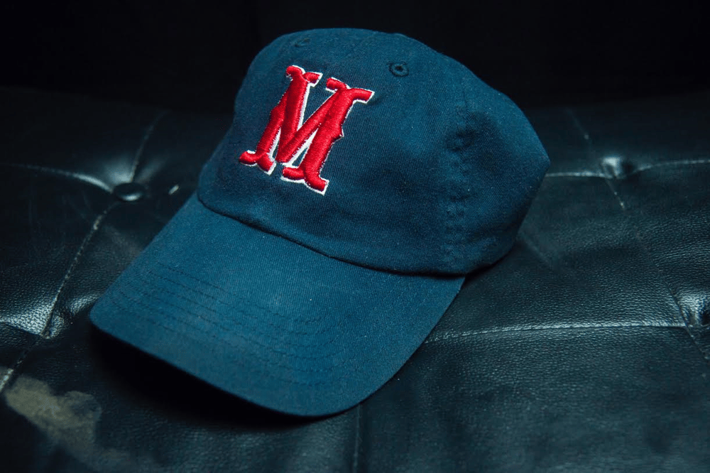 Image of Navy Blue 'Big M' Adjustable Baseball Cap