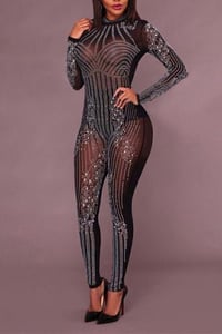 Image 1 of Sheer bling  jumpsuit 2 Colors 