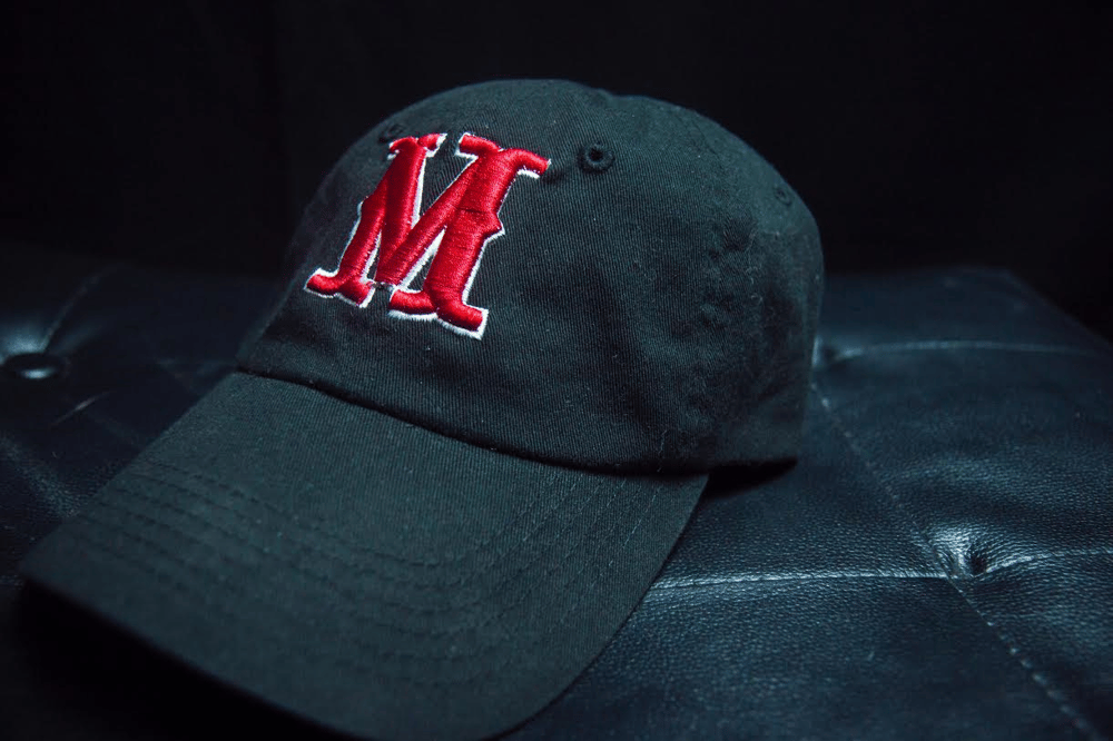 Image of Black/Red 'Big M' Adjustable Baseball Cap