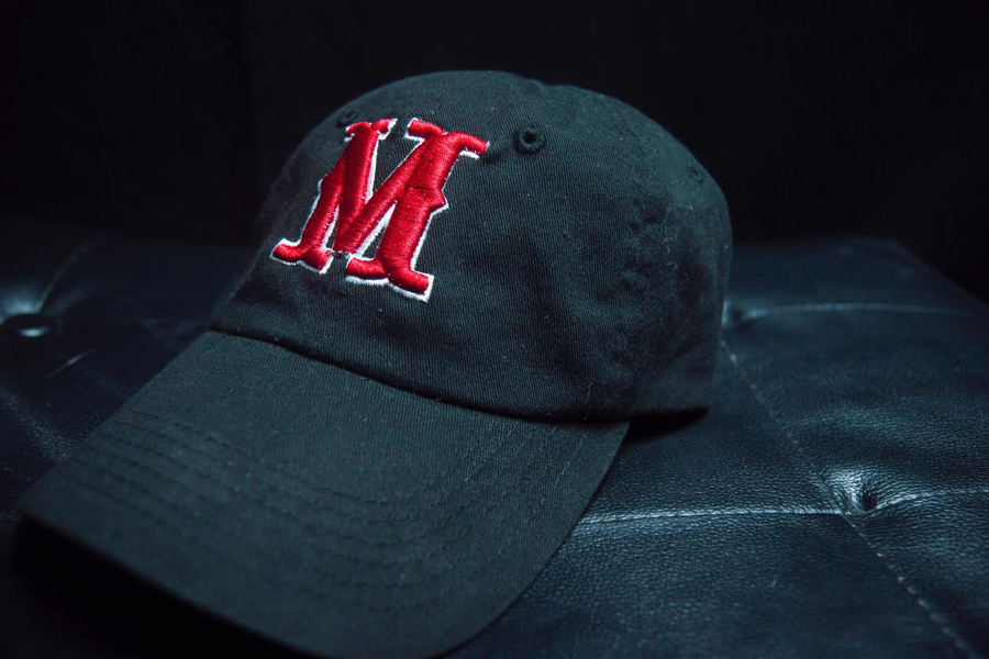 Image of Black/Red 'Big M' Adjustable Baseball Cap