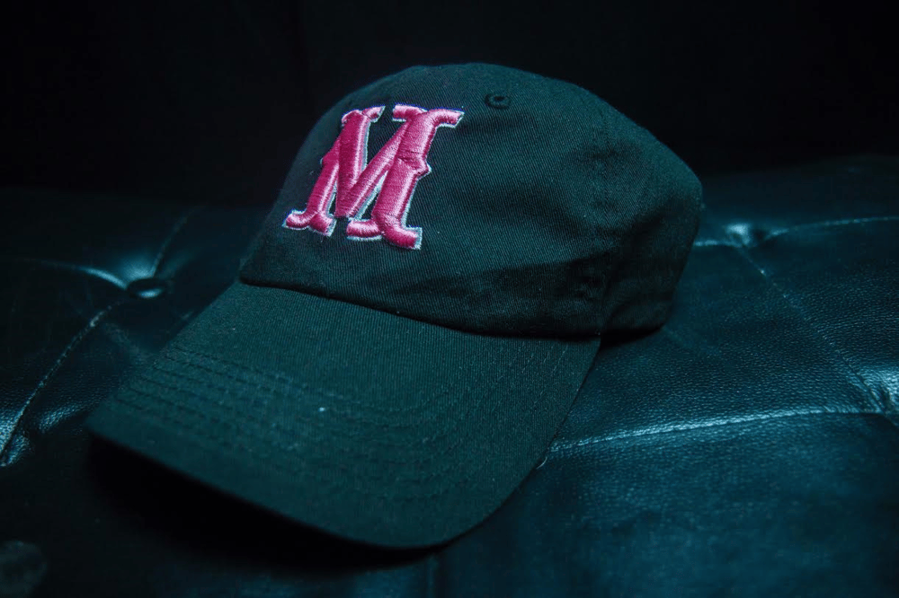 Image of Black/Pink 'Big M' Adjustable Baseball Cap