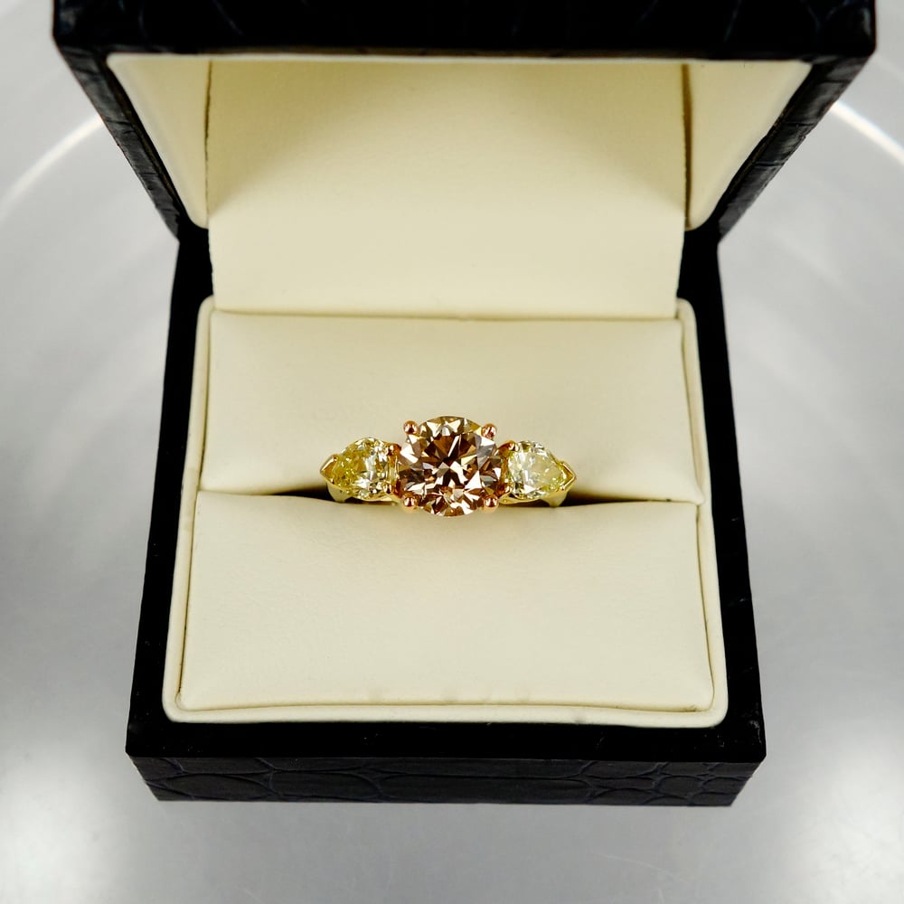 Image of 2.17ct Champagne Diamond & Fancy Yellow Diamond Engagement Ring