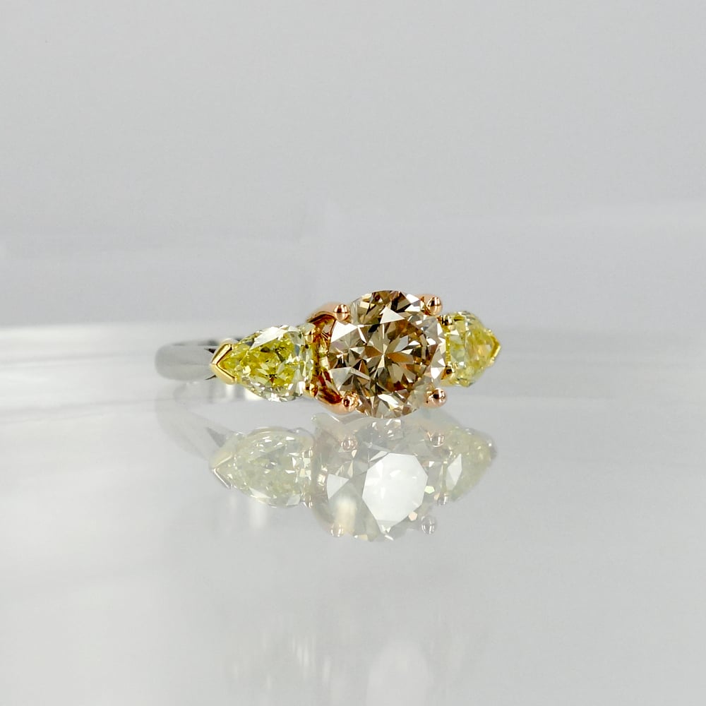 Image of 2.17ct Champagne Diamond & Fancy Yellow Diamond Engagement Ring