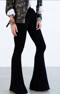 Image 2 of Cher Solid Raw Edge Flare Pants - Black