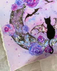 Image 3 of ‘Batty Cat’ Embellished Art Print