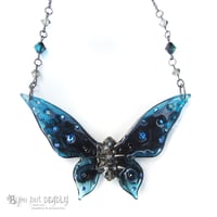 Image 2 of Navy, Teal & Black Spiked Butterfly Necklace - Large  * ON SALE - Was £50 now £35 *