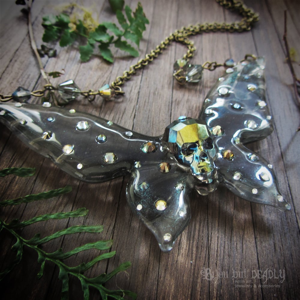 Ghost Skull Butterfly Necklace - Large