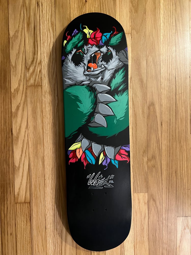 Image of GREENZ Skate Deck- Acrylic and Ink on Skate Board