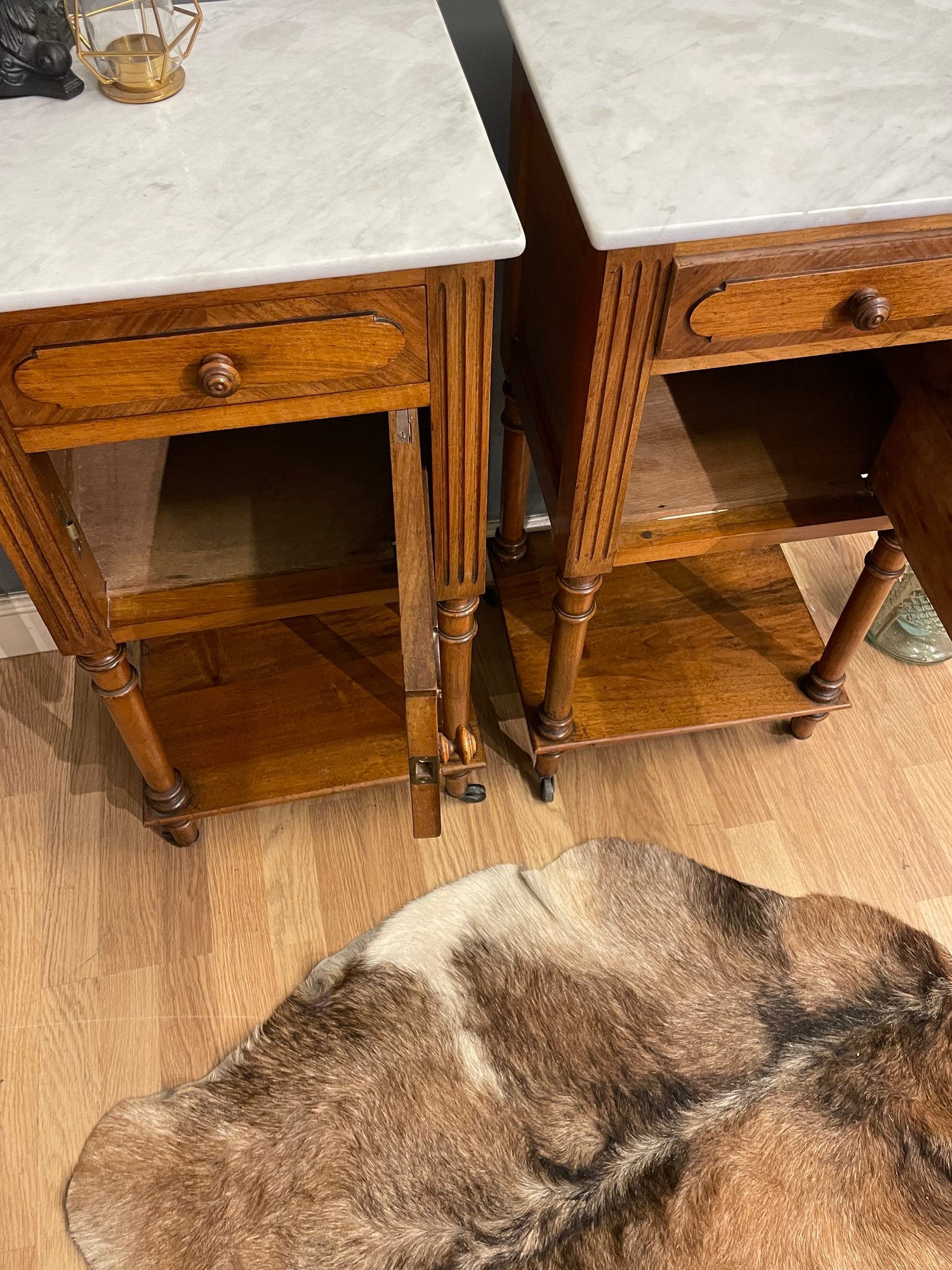Image of Stunning french marble bedside tables
