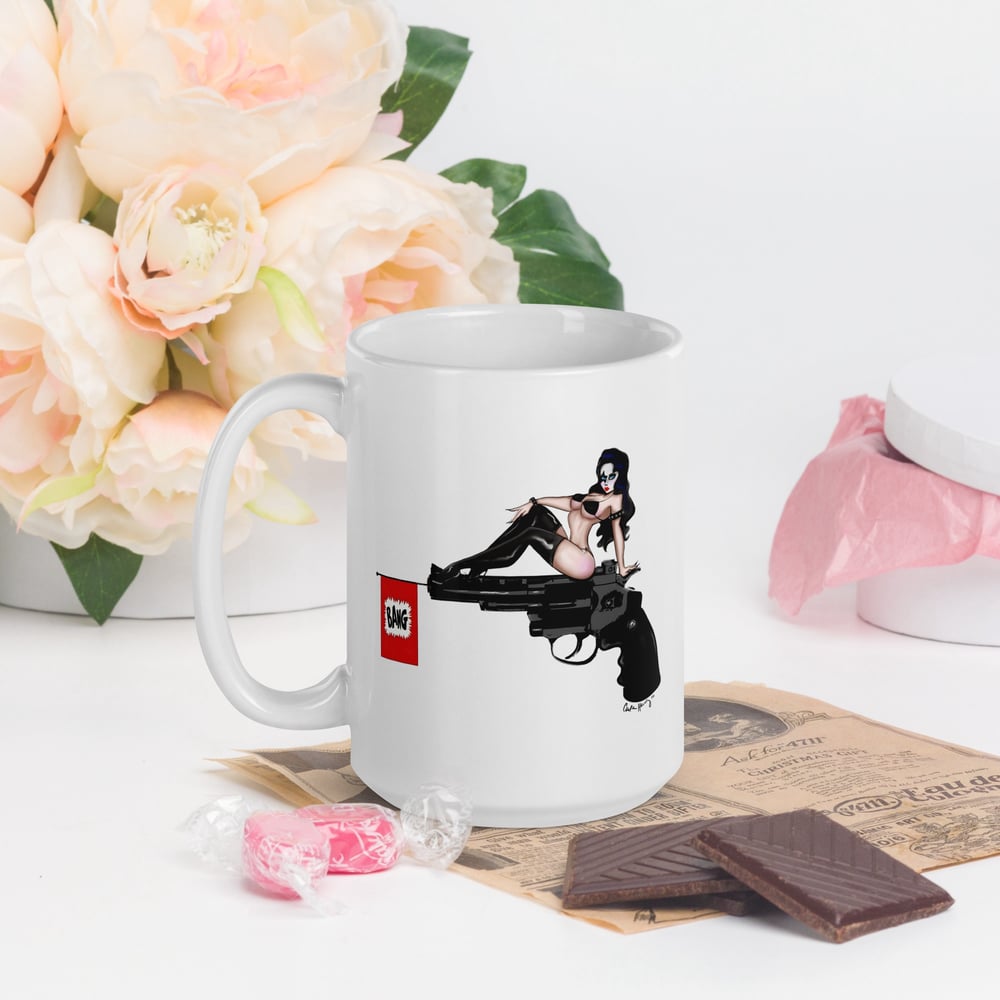 Image of LOVE GUN White glossy 15 0z mug