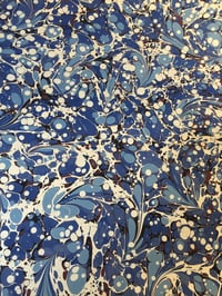 Image 3 of Marbled Paper #52 modern blue floral 