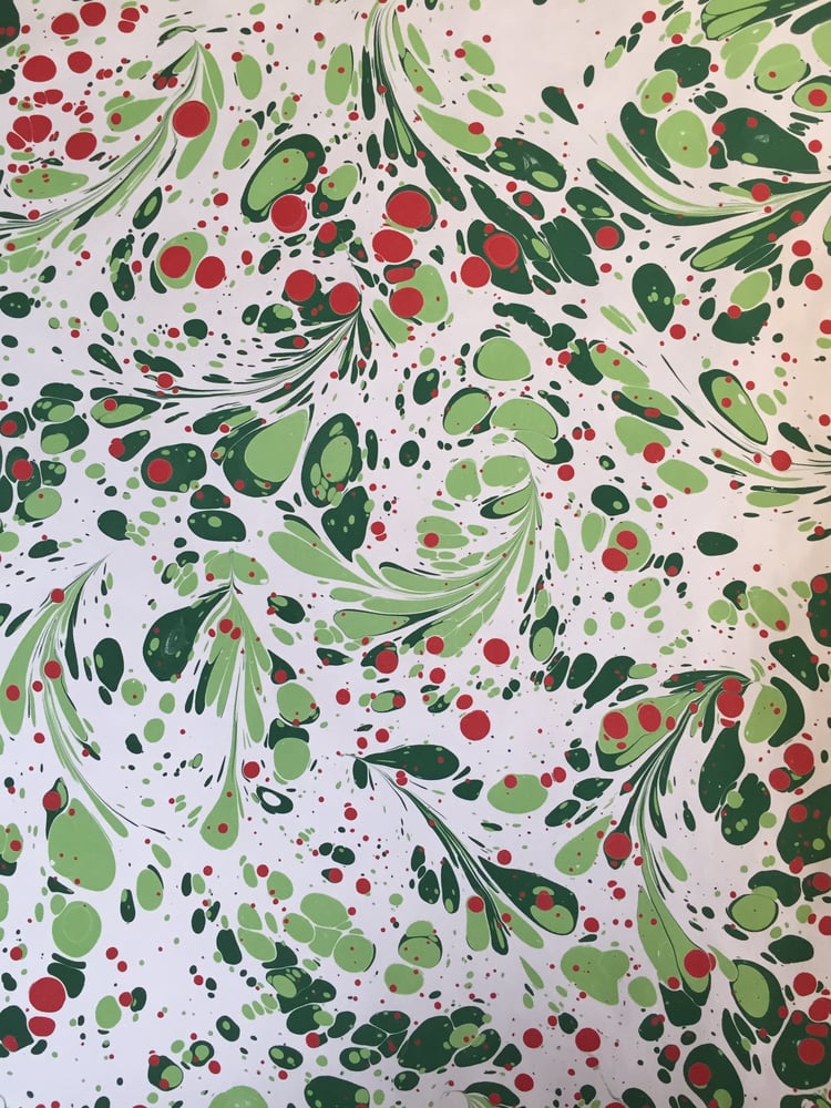 Image of Marbled Paper #80 'Red Berries' 
