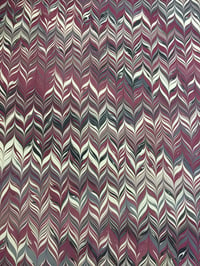 Image 2 of Marbled Paper #58 small maroon chevron design 