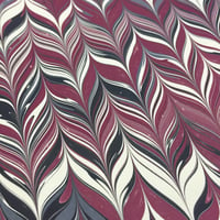 Image 3 of Marbled Paper #58 small maroon chevron design 