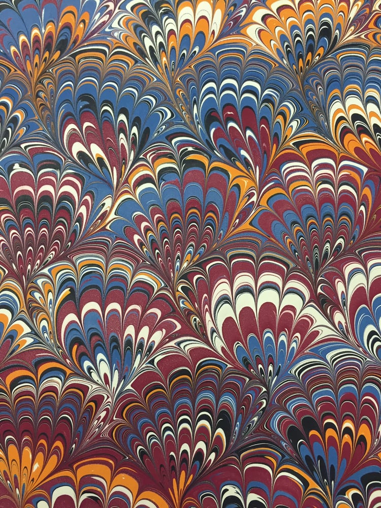 Image of Marbled Paper #4 Peacock Marbled Paper