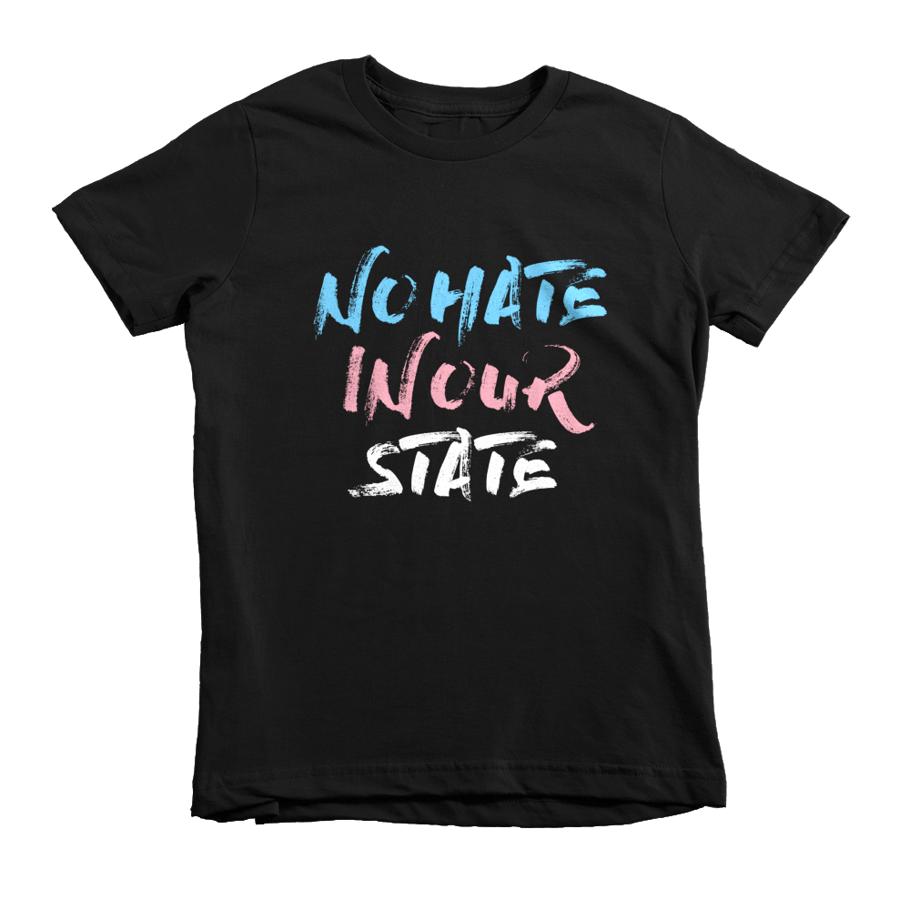 Image of No Hate In Our State T-shirt in Black - Youth size