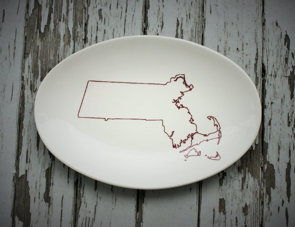 Image of Custom State Outline Platter with Heart on Town