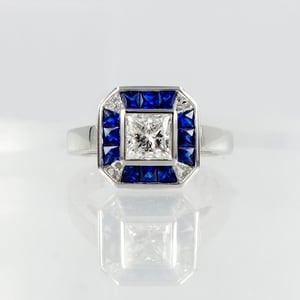 Image of 18ct White Gold Art Deco Engagement Ring.