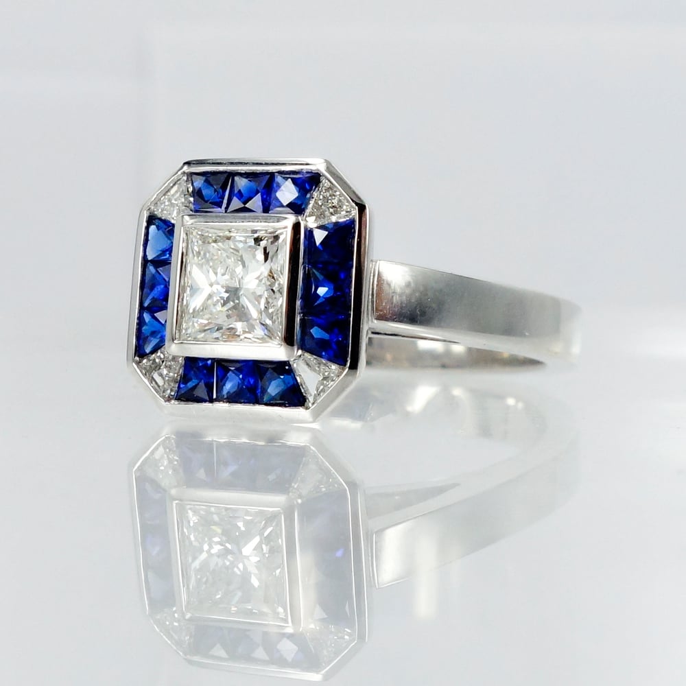 Image of 18ct White Gold Art Deco Engagement Ring.