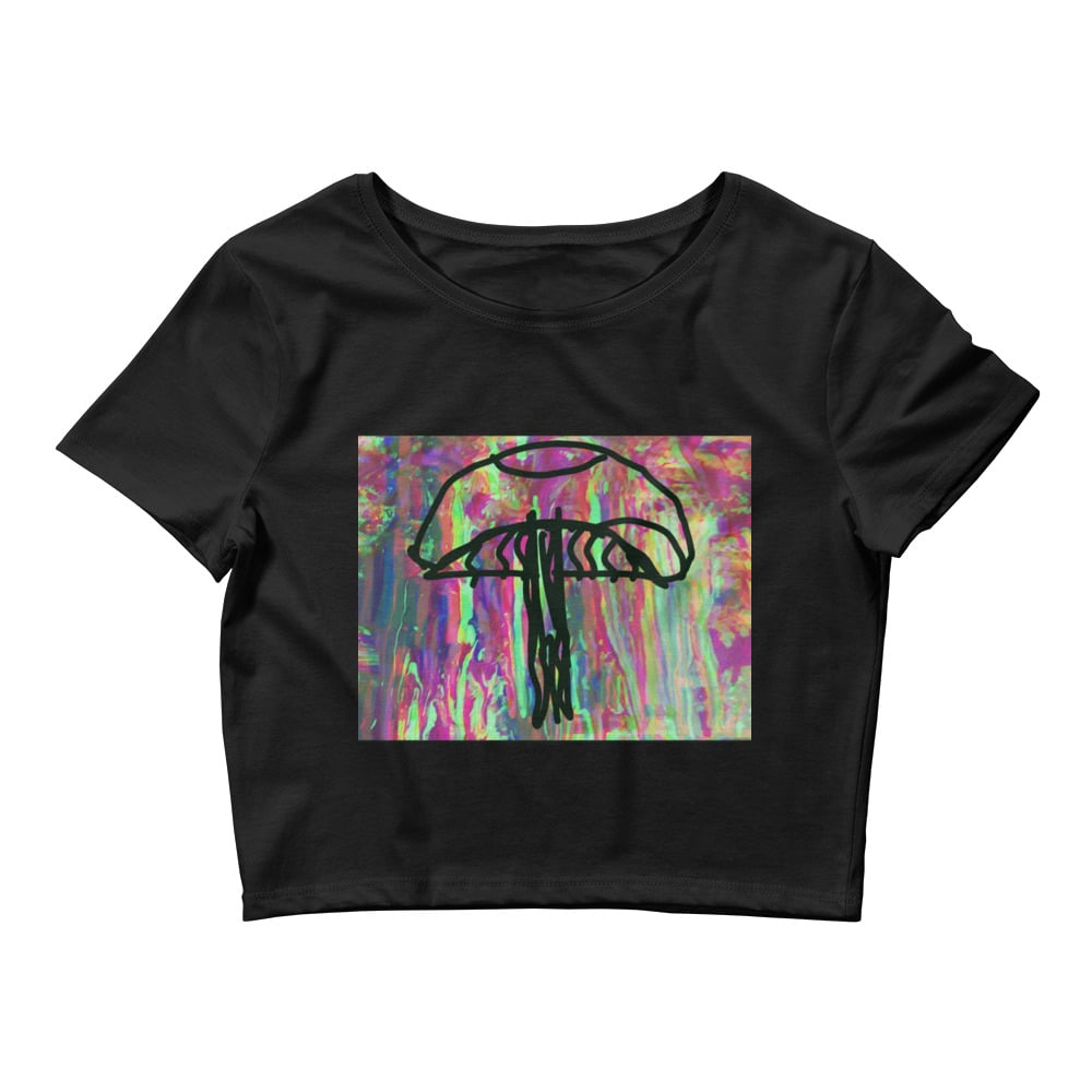 Image of Rainbow Mushroom.Abstract Womens Crop Tee