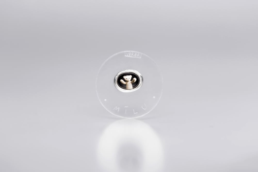 Image of "I love" teddy-bears silver earring with photos, rock crystal  · AMO ·