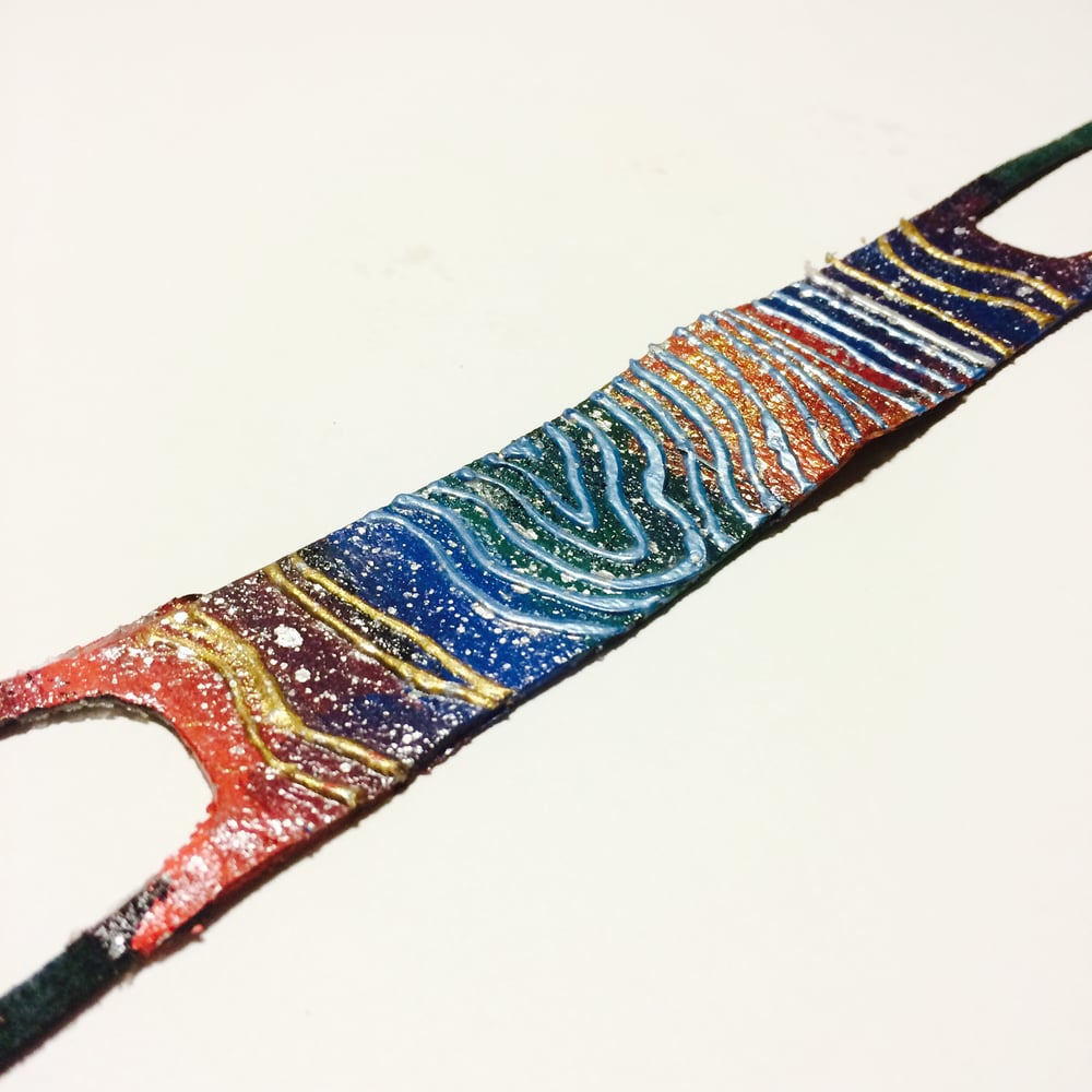 Image of Abstract Hand Painted Leather Wristwear
