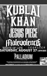 Image of ticket to saturday August 27th at the palladium in worcestor