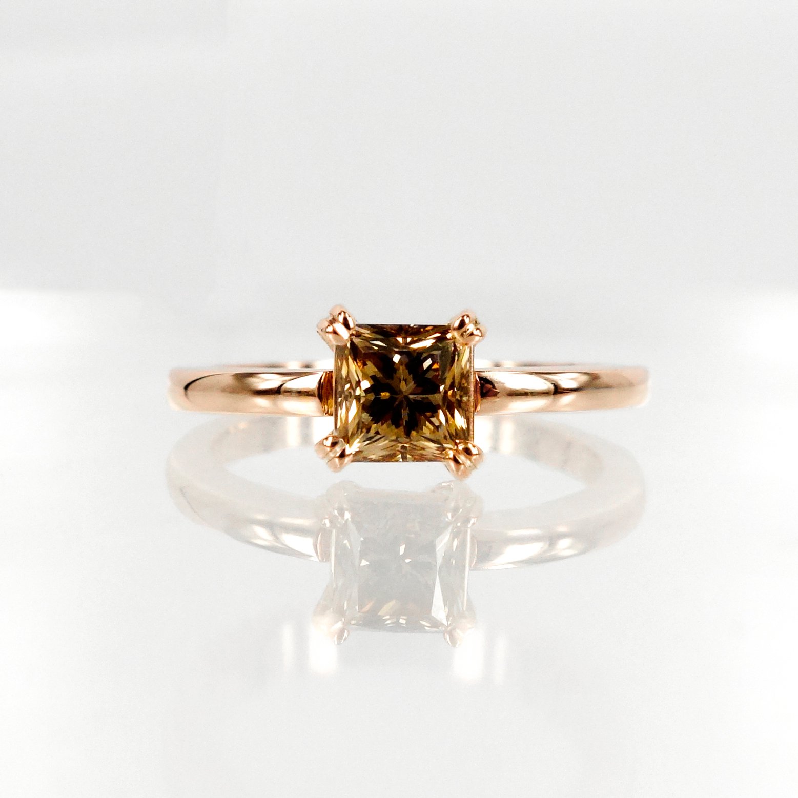 Princess cut champagne on sale diamond ring