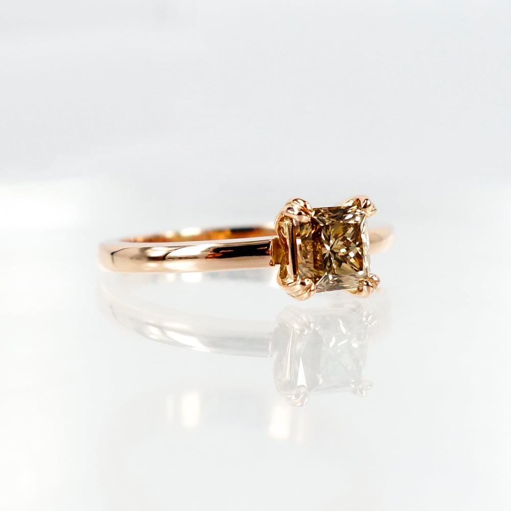 Image of 18ct Rose Gold Champagne Diamond Solitaire Ring