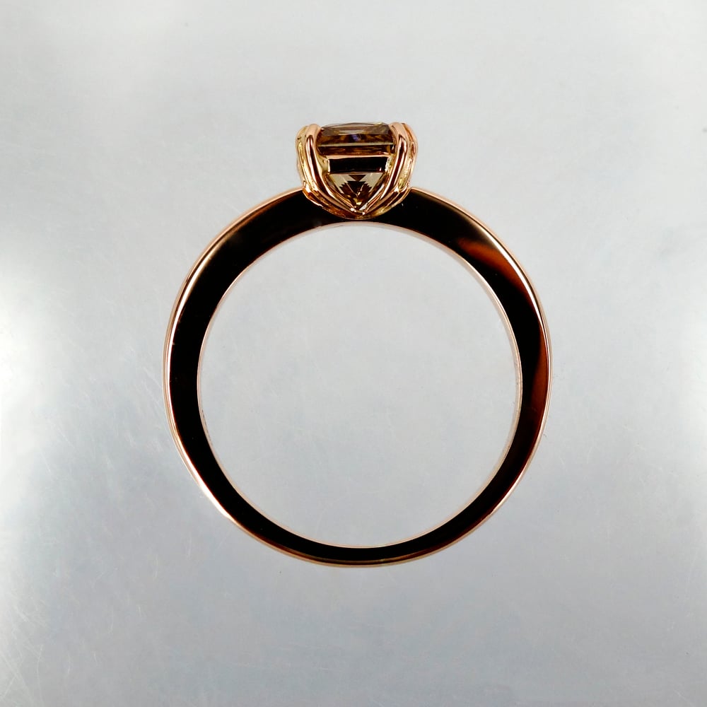 Image of 18ct Rose Gold Champagne Diamond Solitaire Ring