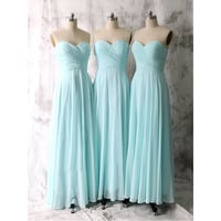 Image 1 of Simple Mint Blue Sweetheart Long Chiffon Prom Dresses, Bridesmaid Dresses, Party Dresses