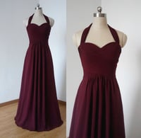 Image 1 of Simple Chiffon Handmade Burgundy Party Dresses, Bridesmaid Dresses, Party Dresses