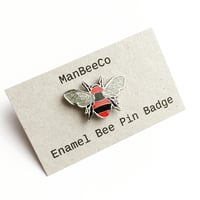 Image 1 of Manchester Bee enamel pin badge in Red