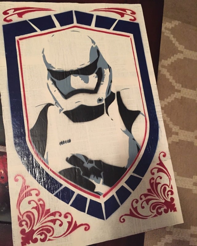 Image of Stormtrooper on wood 12"x18" (A)