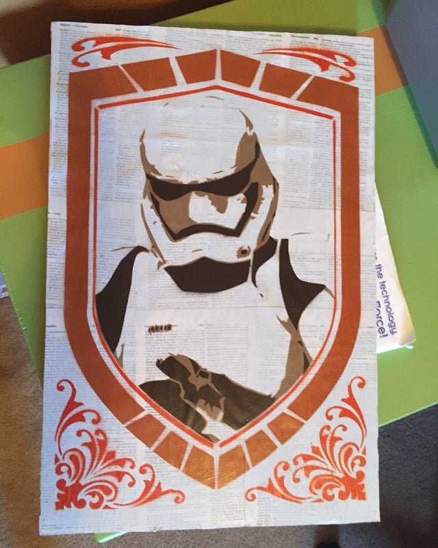 Image of Stormtrooper on wood 12"x18" (B)