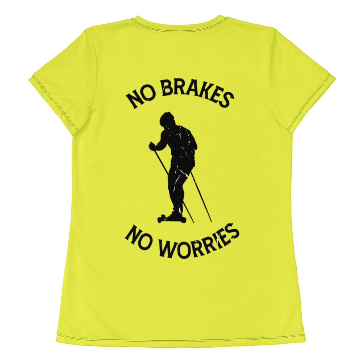 Image of 'No Brakes No Worries' Women's Roller-Skiing Shirt (Yellow)