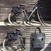 Image 1 of Bike pannier / bicycle bag in waxed canvas with zipper closure / bike accessories