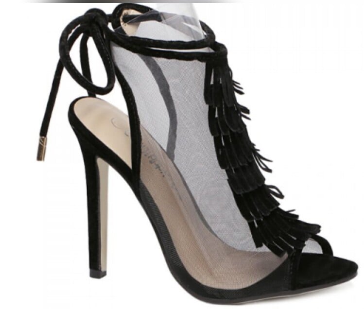 Image of black fashion fringe heel 