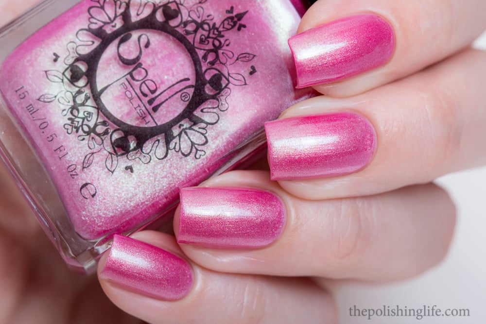 Image of ~Stooge~ pink/green duochrome frost w/flakies Spell nail polish "Revenge of the Duds"!