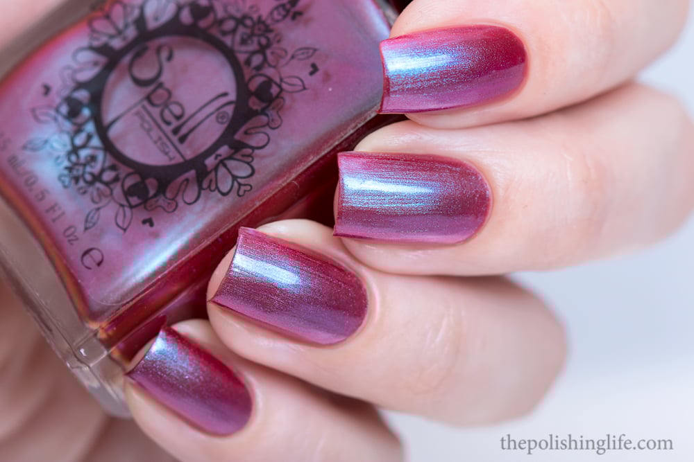 ~Lunkhead~ cranberry red/aqua duochrome Spell nail polish "Revenge of