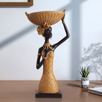 Image 5 of African Tribal Home Decor, Vintage Woven Pattern Resin Sculpture, Bohemian Living Room Entryway Deco