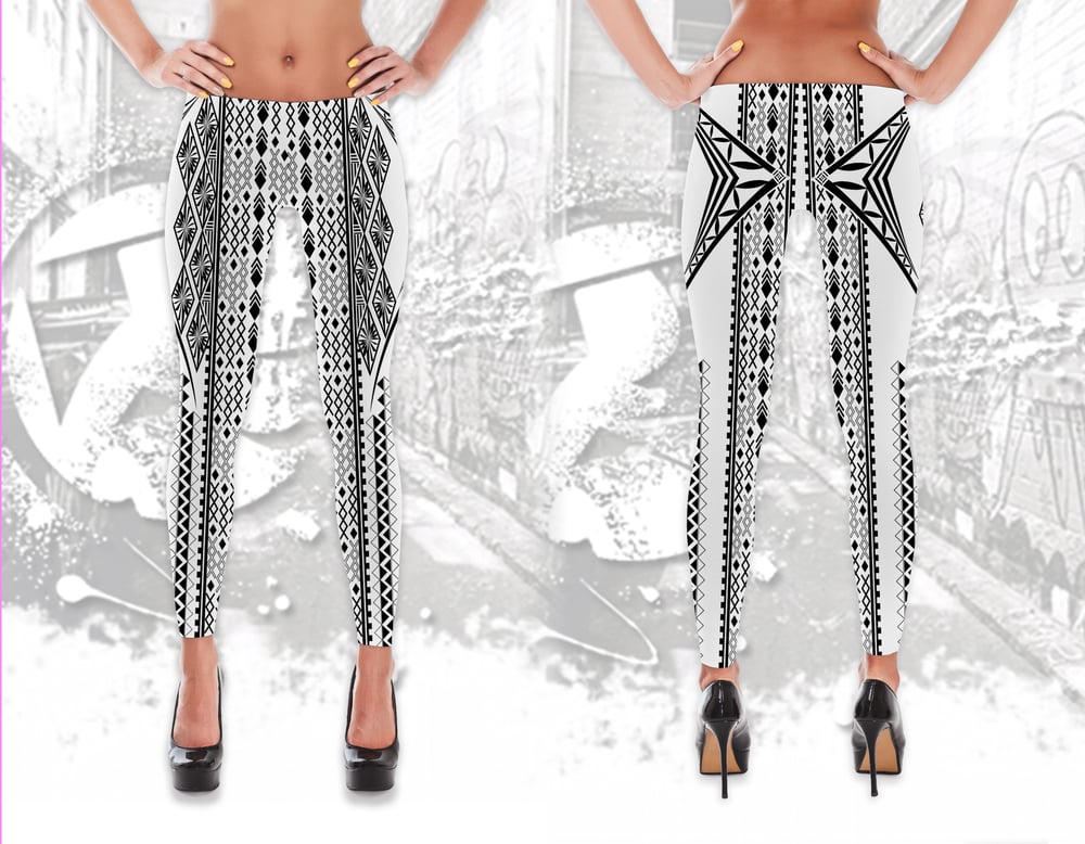 Image of Casual / Workout Tribal Leggings - Nesia (black print)