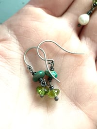 Image 5 of peridot and turquoise dangle earrings