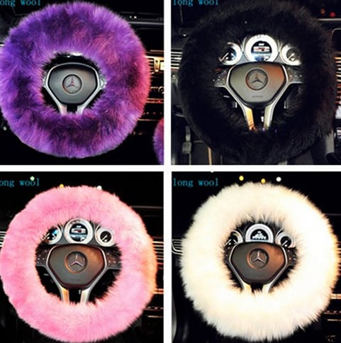Image of Fur Lit Fluffy Steering Wheel Covers 1 piece