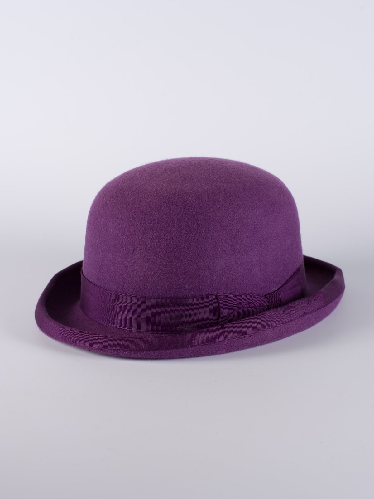 Purple Bowler Hat Bespoke Designer Headwear Feathered Fantasy