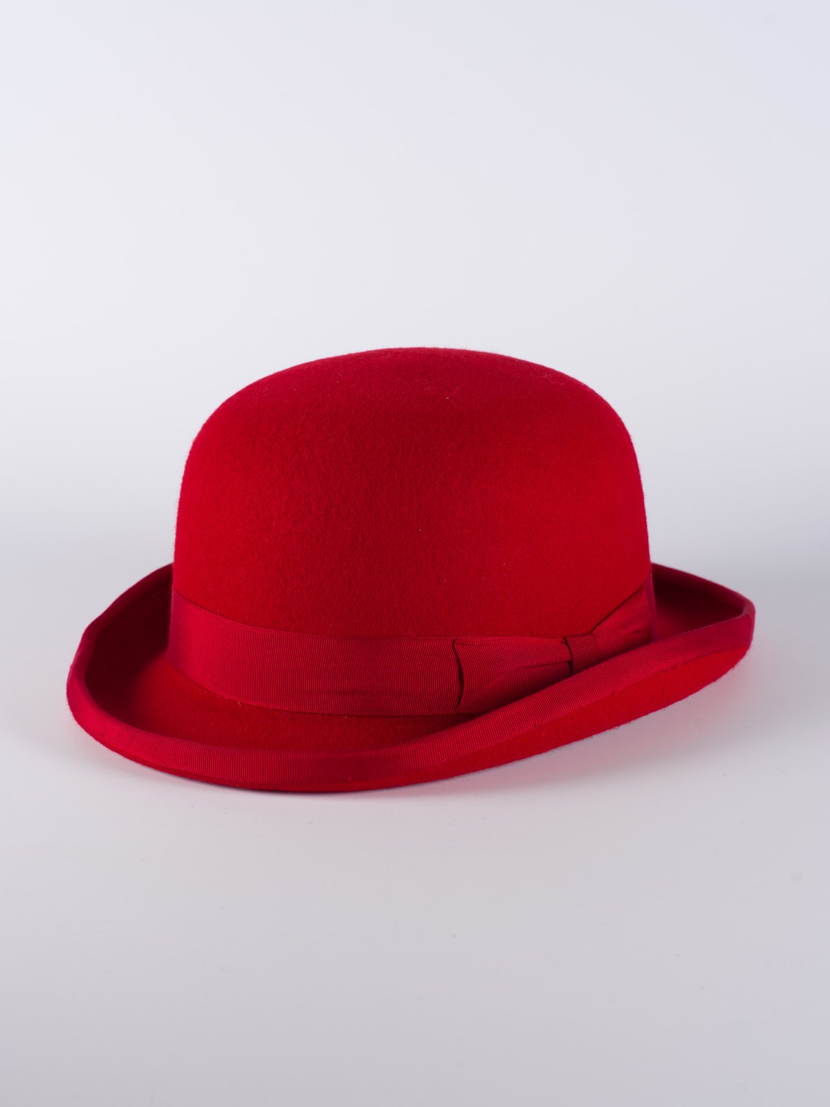 Red Bowler Hat Bespoke Designer Headwear Feathered Fantasy