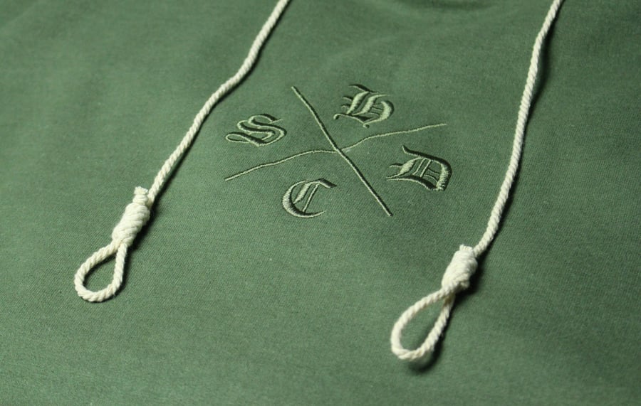 Image of Hoodie "SDHC Cross Logo" Military Green