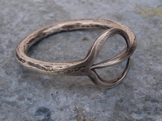 Image of THE KHALEESI BANGLE 'FORKED TONGUE' STERLING SILVER